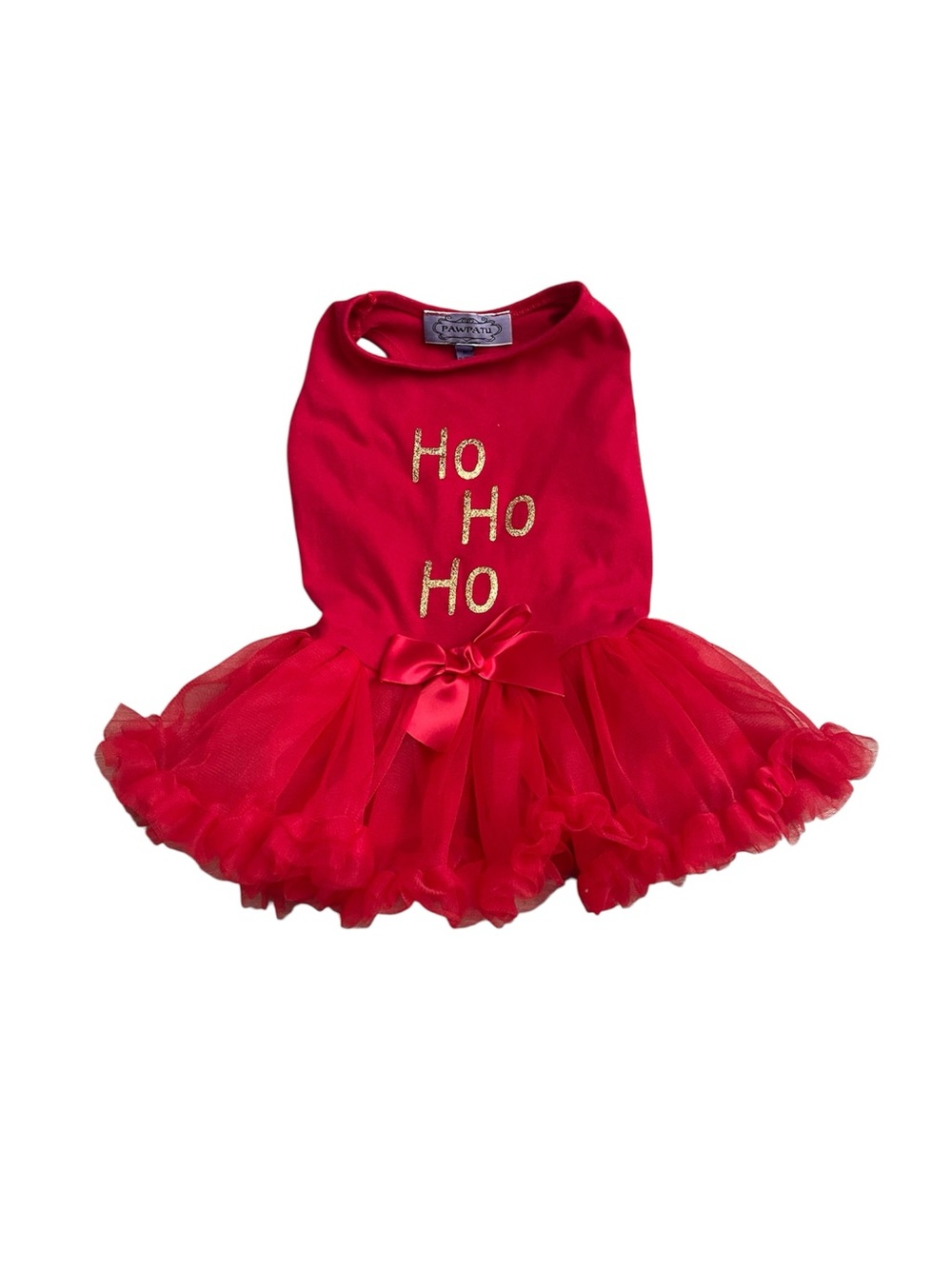 Pawpatu Holiday Christmas “Ho Ho Ho” tulle dog dress - medium